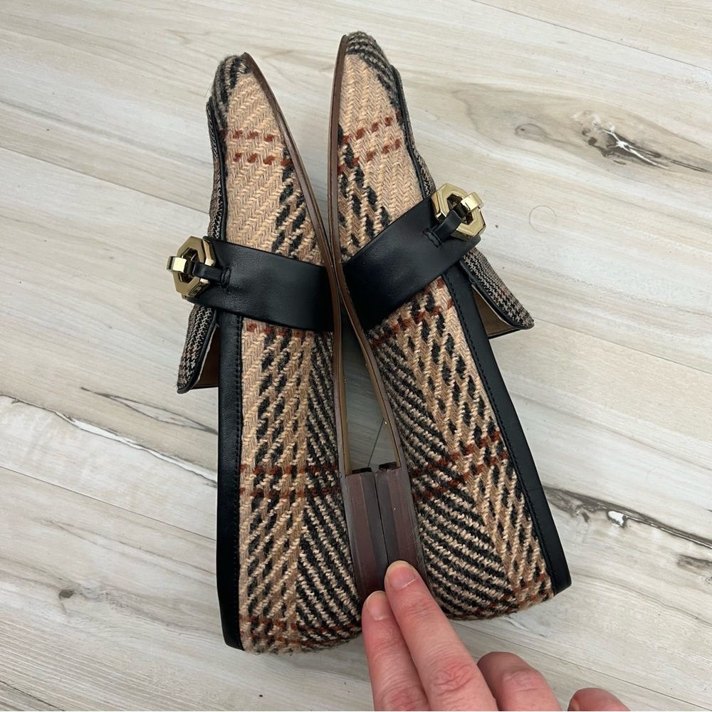 Louise et Cie Lo Brone Brown Plaid Chain Loafers - Picture 6 of 10